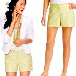 Loft Ann Taylor Shorts Textured Chartreuse Lime Green White